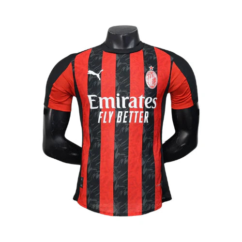 CAMISA VERSÃO PLAYER DO MILAN 25/26 VERMELHO E PRETO